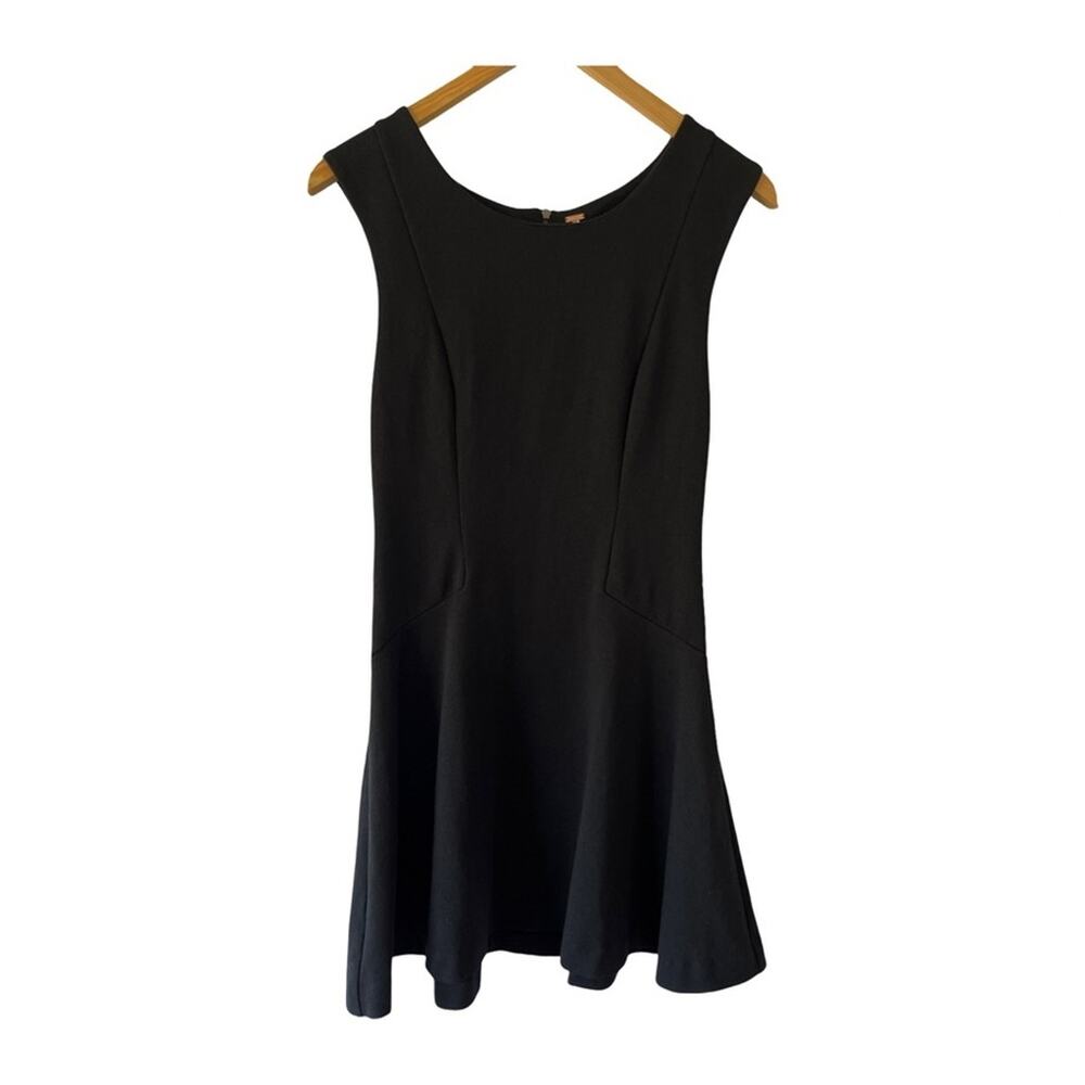 Free People Fit & Flare Black Sleeveless Dress Women's Small Zip Back Stretch - Picture 2 of 8